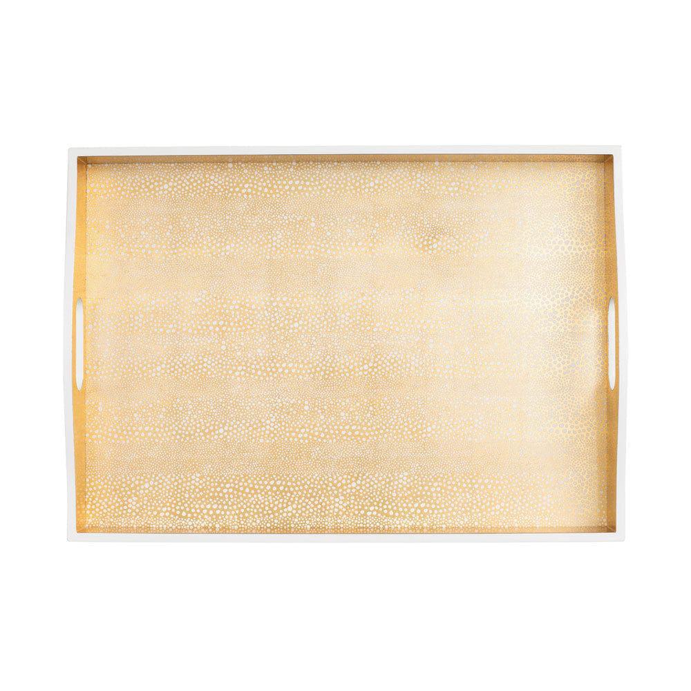 Gold Pebble Lacquer Large Rectangle Tray